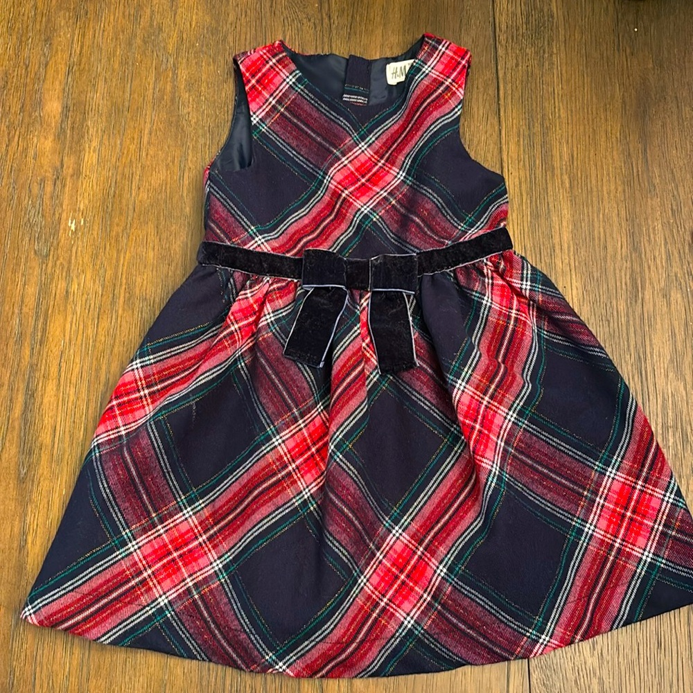H&M plaid dress with more reddish pinks and blues. Size 1 1/2-2